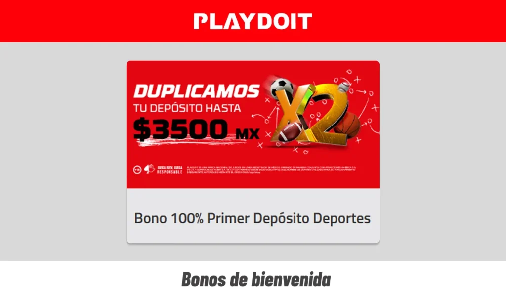 Bono de bienvenida Playdoit para primer depósito en apuestas deportivas