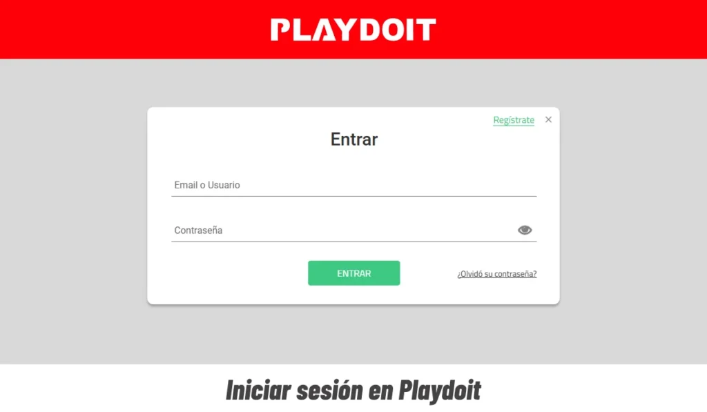 Pantalla para iniciar sesión en Playdoit con email y contraseña