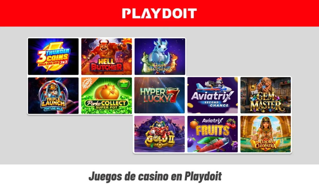Juegos de casino en Playdoit con tragamonedas y títulos destacados