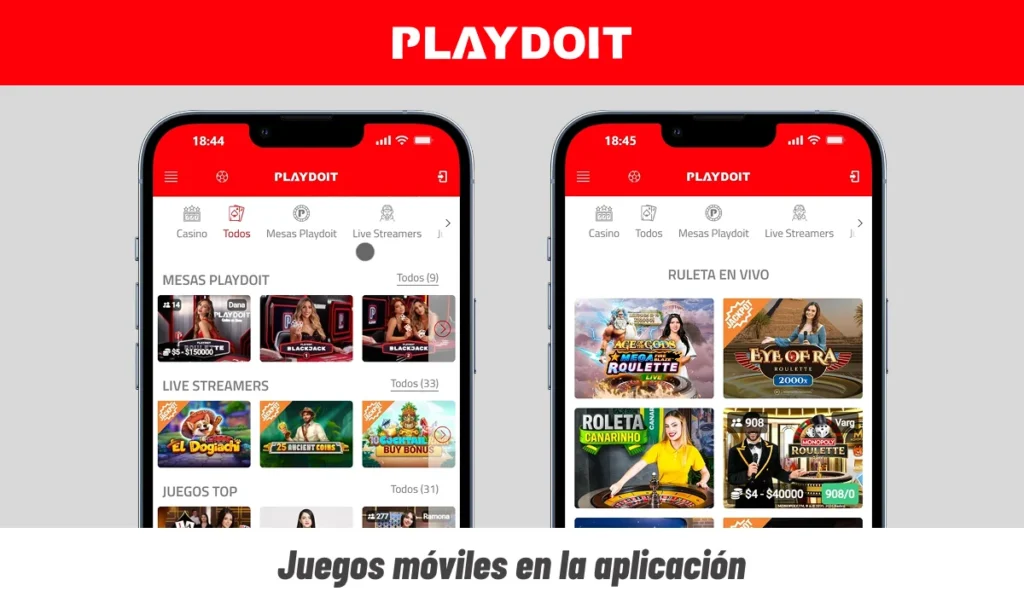 Juegos móviles en la aplicación Playdoit con casino y apuestas desde el celular