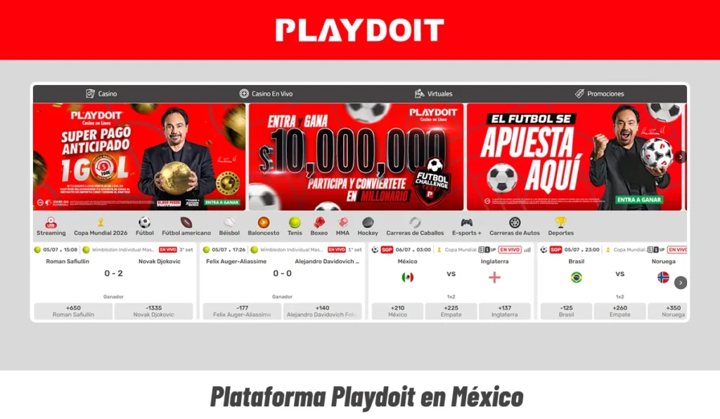 Plataforma Playdoit en México con apuestas deportivas y promociones destacadas